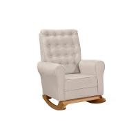 Poltrona Para Amamentação Com Puff Paris Linho Ds Home Linho Bege - 2