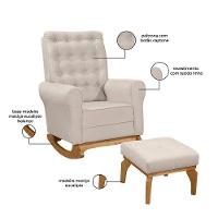Poltrona Para Amamentação Com Puff Paris Linho Ds Home Linho Bege - 3