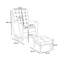Poltrona Para Amamentação Com Puff Paris Linho Ds Home Linho Bege - 5