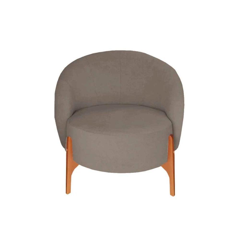 Poltrona Decorativa Luxo Com Puff Ariela Bouclê Ds Home Bouclê Marrom - 2