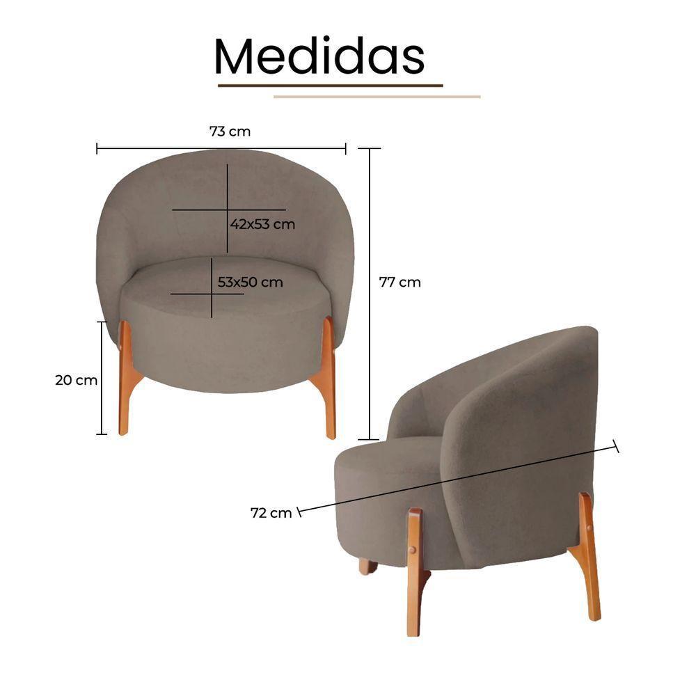 Poltrona Decorativa Luxo Com Puff Ariela Bouclê Ds Home Bouclê Marrom - 8