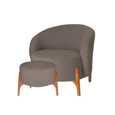 Poltrona Decorativa Luxo Com Puff Ariela Bouclê Ds Home Bouclê Marrom