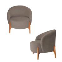 Poltrona Decorativa Luxo Com Puff Ariela Bouclê Ds Home Bouclê Marrom - 3