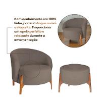 Poltrona Decorativa Luxo Com Puff Ariela Bouclê Ds Home Bouclê Marrom