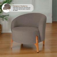 Poltrona Decorativa Luxo Com Puff Ariela Bouclê Ds Home Bouclê Marrom - 5