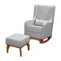 Poltrona De Leitura Com Puff Retrô Linho Ds Home Linho Cinza - 1