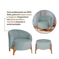 Poltrona Decorativa Luxo Com Puff Ariela Bouclê Ds Home Bouclê Cinza Claro