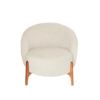 Poltrona Decorativa Luxo Com Puff Ariela Bouclê Ds Home Bouclê Bege - 2