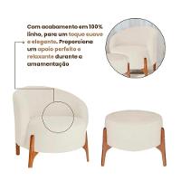 Poltrona Decorativa Luxo Com Puff Ariela Bouclê Ds Home Bouclê Bege