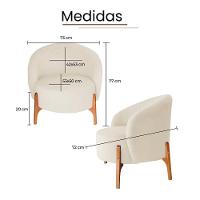 Poltrona Decorativa Luxo Com Puff Ariela Bouclê Ds Home Bouclê Bege - 8