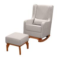 Poltrona De Leitura Com Puff Retrô Linho Ds Home Linho Bege - 1