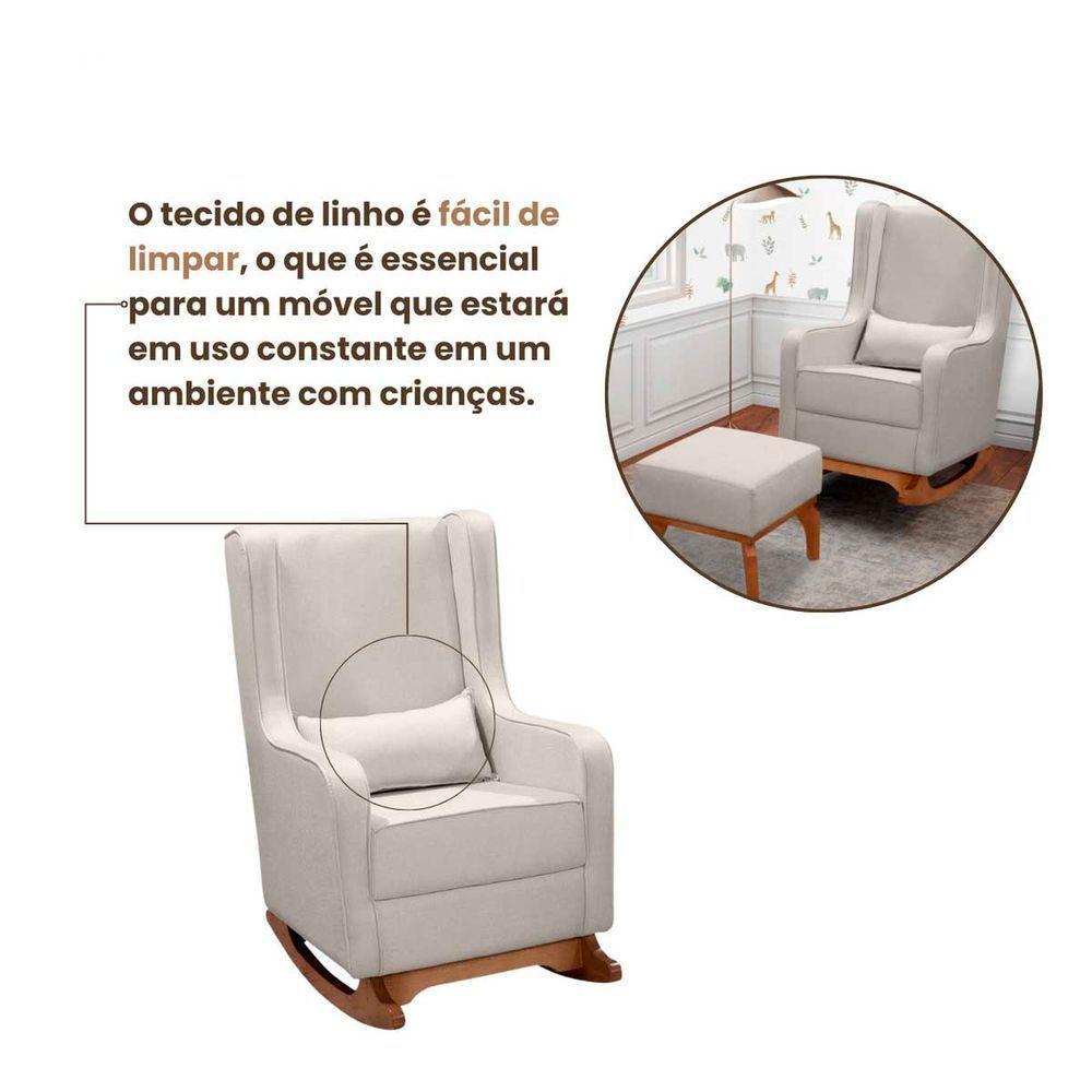 Poltrona De Leitura Retrô Linho Ds Home Linho Bege - 3