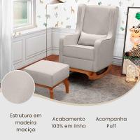 Poltrona De Leitura Retrô Linho Ds Home Linho Bege