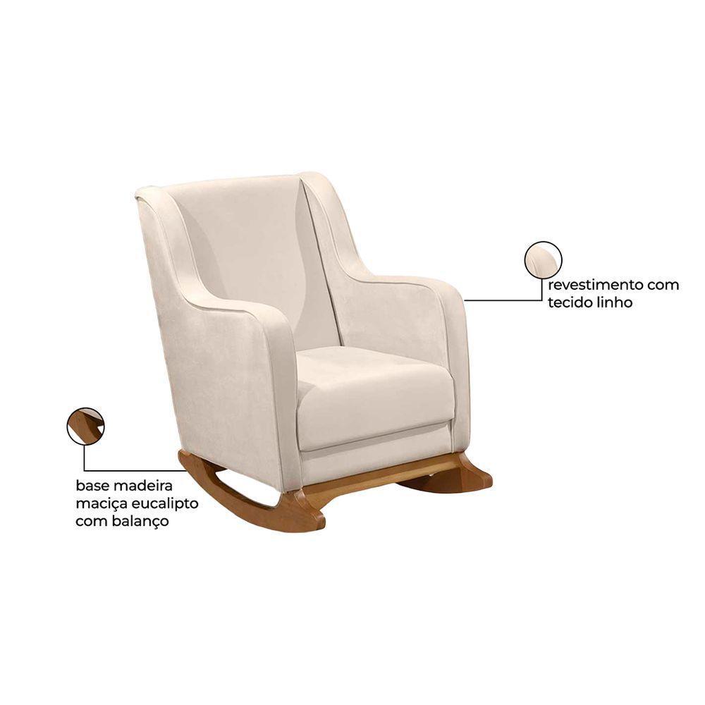 Poltrona De Amamentação Com Balanç Aquila Linho Ds Home Veludo Off White - 2