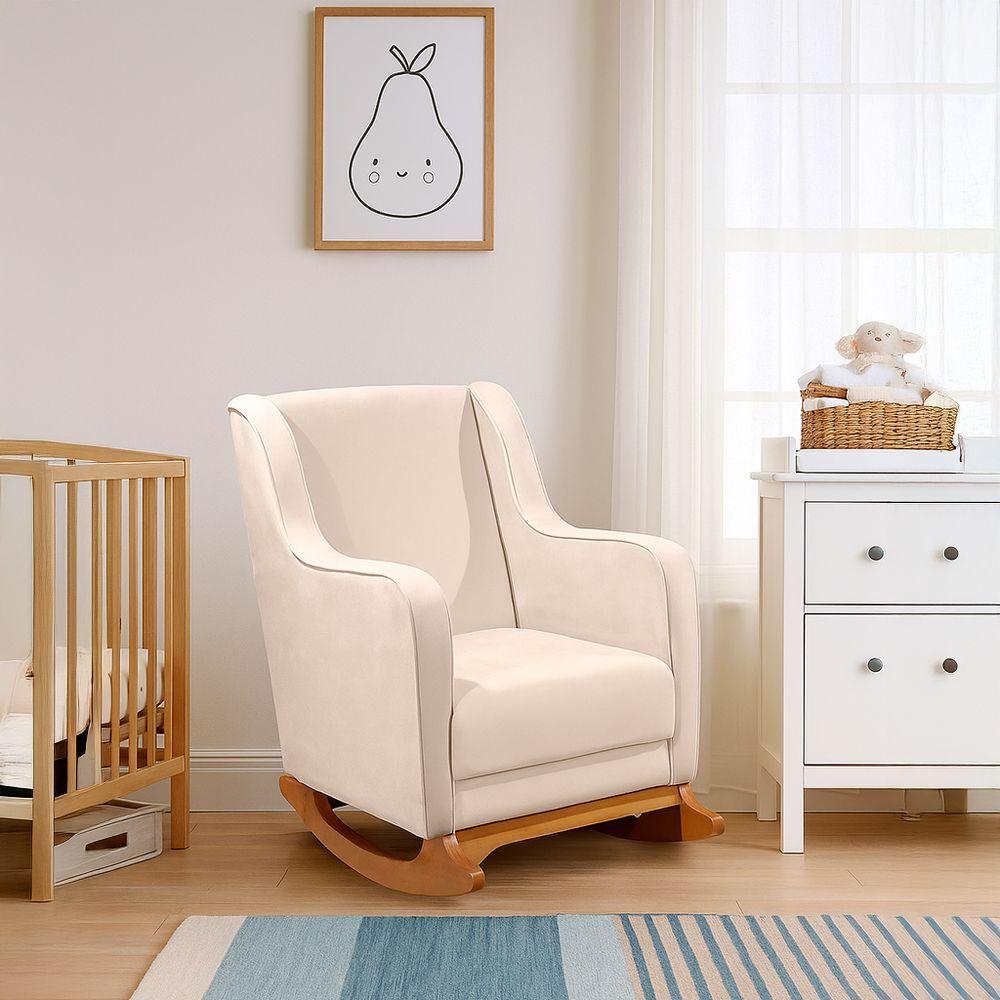 Poltrona De Amamentação Com Balanç Aquila Linho Ds Home Veludo Off White - 4