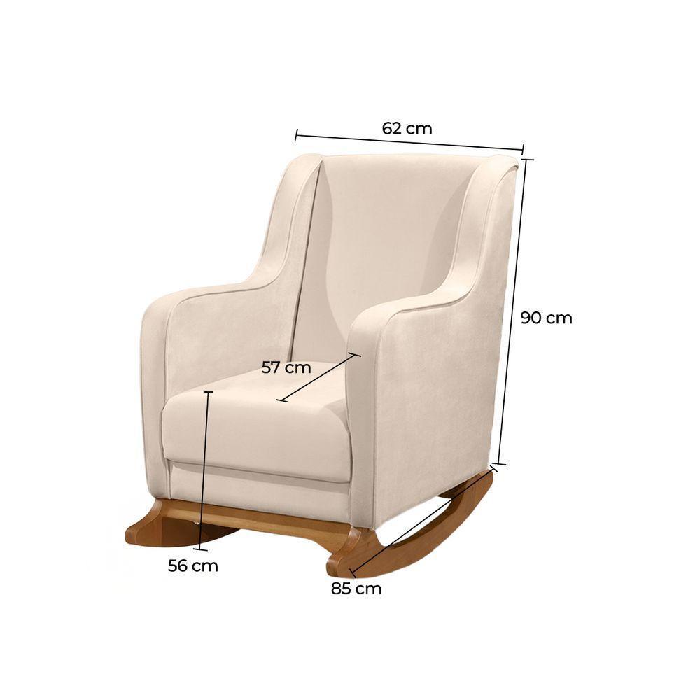 Poltrona De Amamentação Com Balanç Aquila Linho Ds Home Veludo Off White - 5