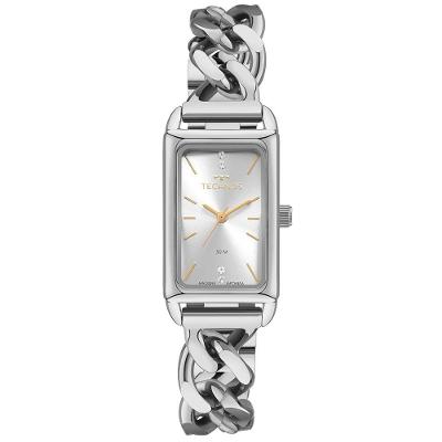 Relógio Feminino 2035NEB-1K Analógico Pulseira de Aço Inox Elos Sólidos Prata Technos