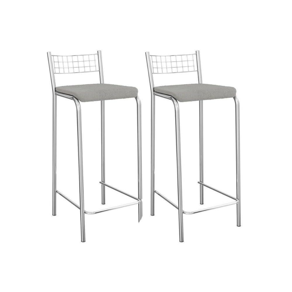 Banqueta Sala De Jantar Gênova 2b705cr Aço Kit 2 Un Cromado-boucle Cinza - Kappesberg - 1