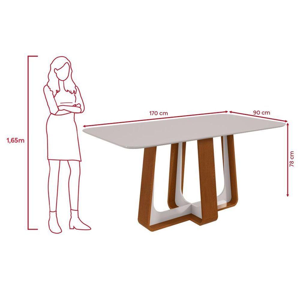 Conjunto Jantar Easy Pop 170x90 Vidro/mdf 6 Cadeiras Veludo Capuccino Frassino/off White - 3