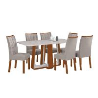 Conjunto Jantar Easy Pop 170x90 Vidro/mdf 6 Cadeiras Veludo Capuccino Frassino/off White - 2