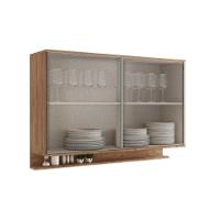 Armário Aéreo P- Cozinha Alpha 2500 C- 2 Portas C- Vidro 120cm Freijo - Carraro - 3