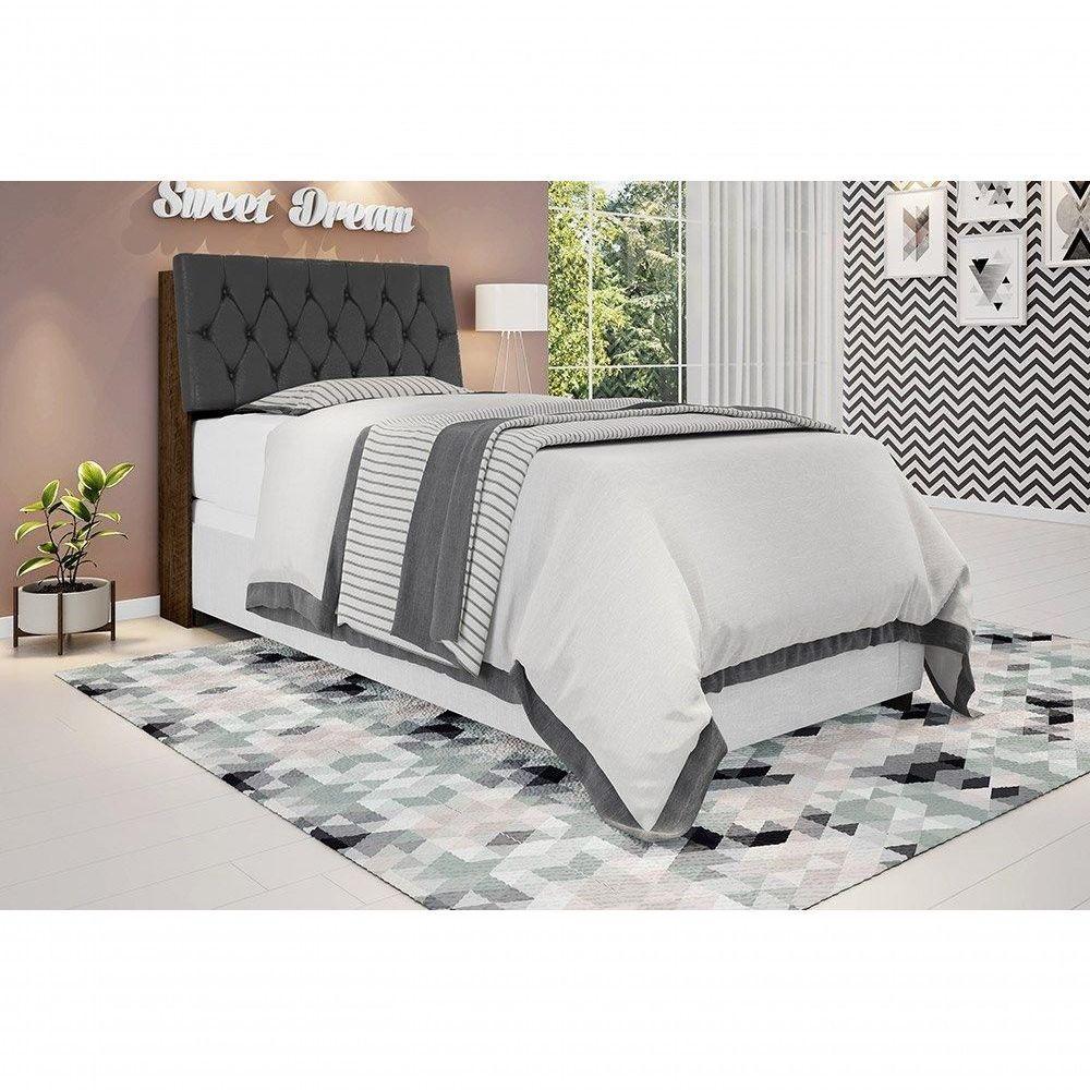 Cabeceira Box Solteiro 0,88 Isis Malbec Com Capitonê Preto - Framar Móveis - 1