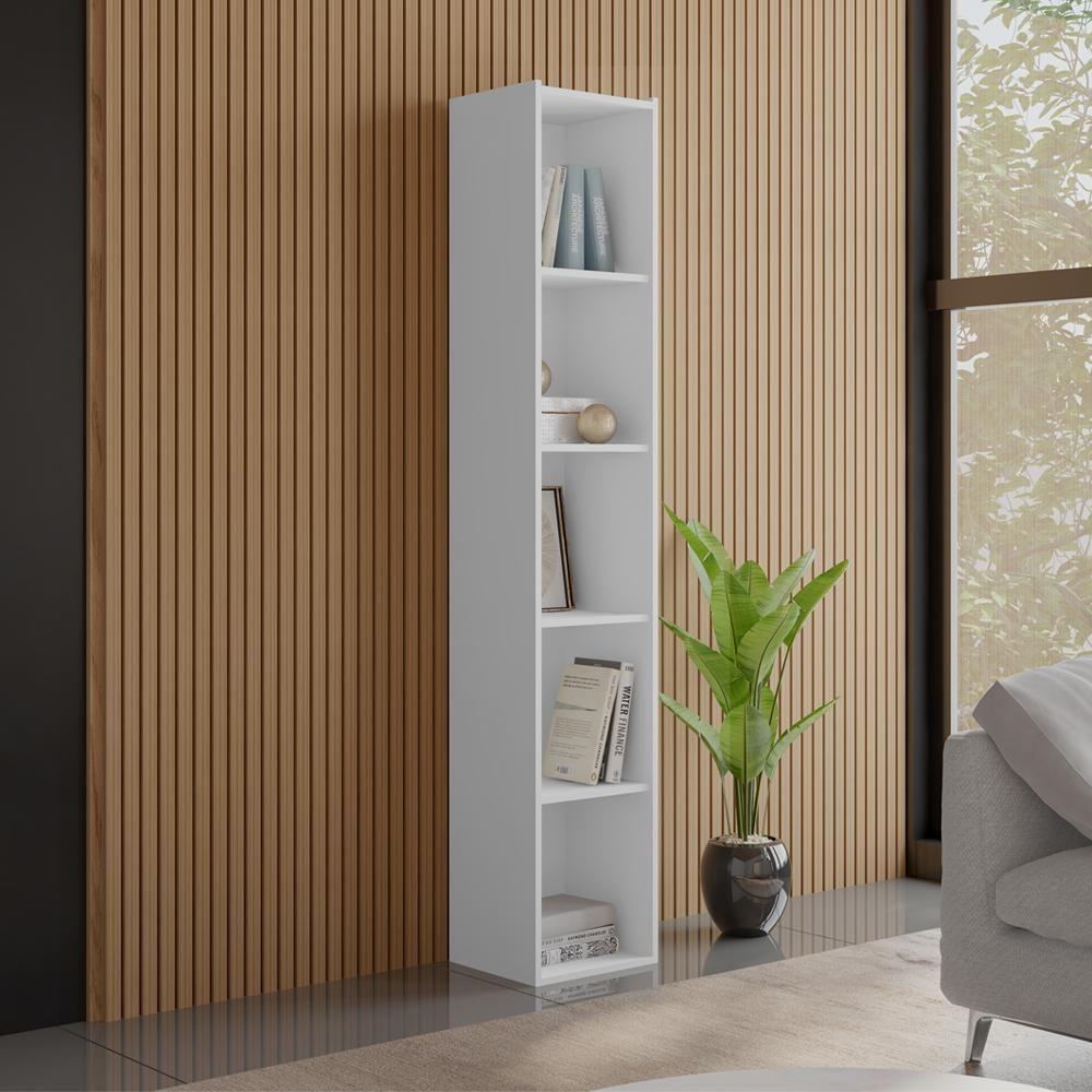 Estante Livreiro 4 Prateleiras 185x33 Cm Janaina Branco Reajl Moveis Branco - 1