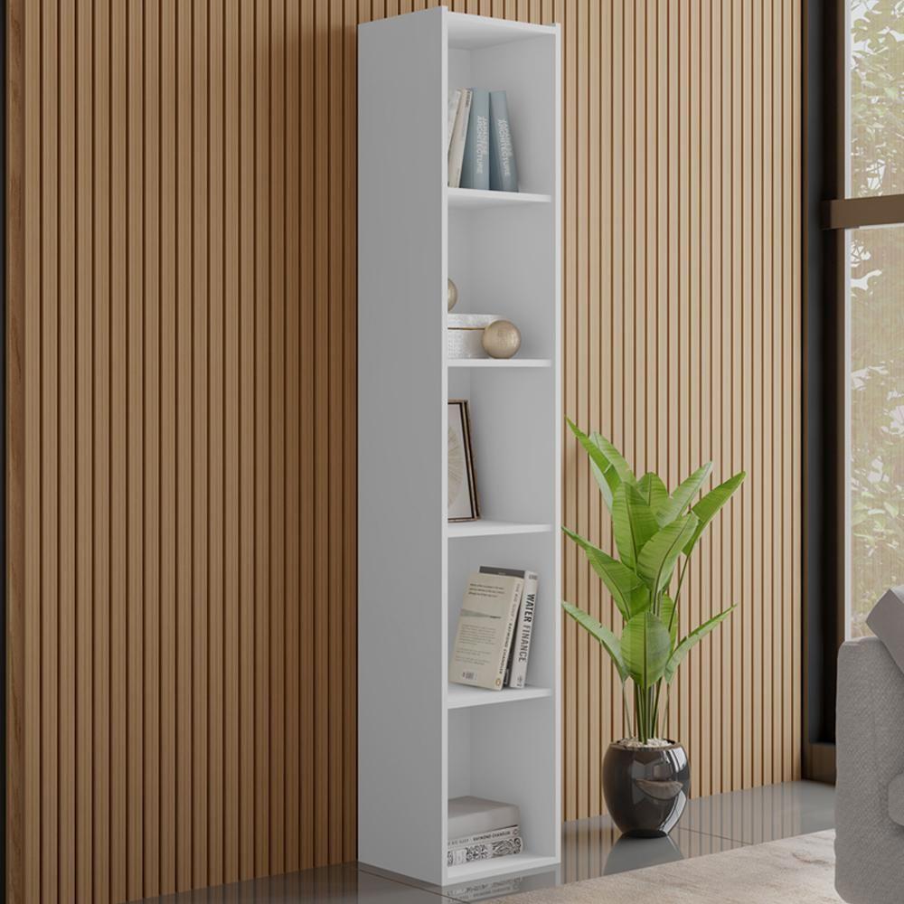 Estante Livreiro 4 Prateleiras 185x33 Cm Janaina Branco Reajl Moveis Branco - 3