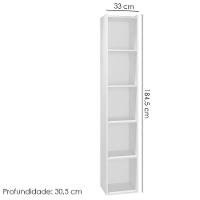 Estante Livreiro 4 Prateleiras 185x33 Cm Janaina Branco Reajl Moveis Branco