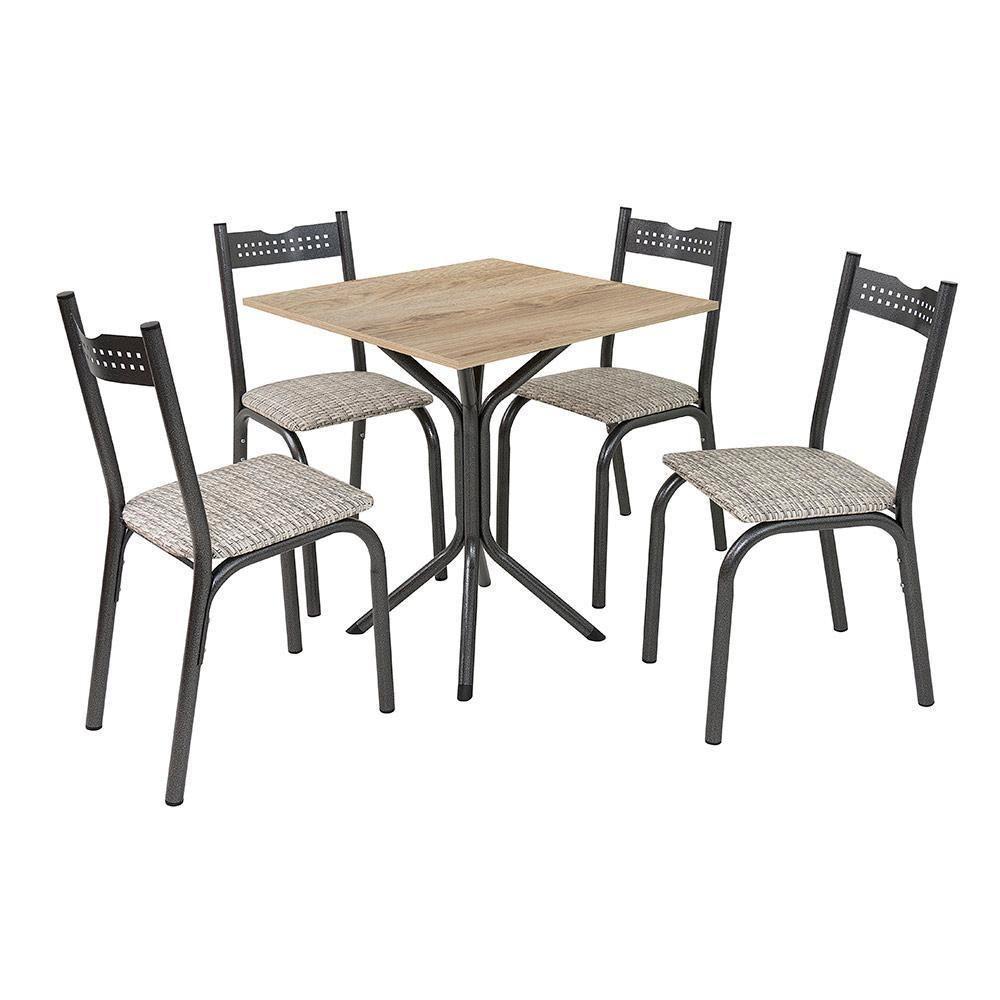 Mesa Com 4 Cadeiras Para Cozinha 68 Cm Preto Carvalho Manteiga - 2