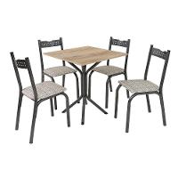 Mesa Com 4 Cadeiras Para Cozinha 68 Cm Preto Carvalho Manteiga - 2