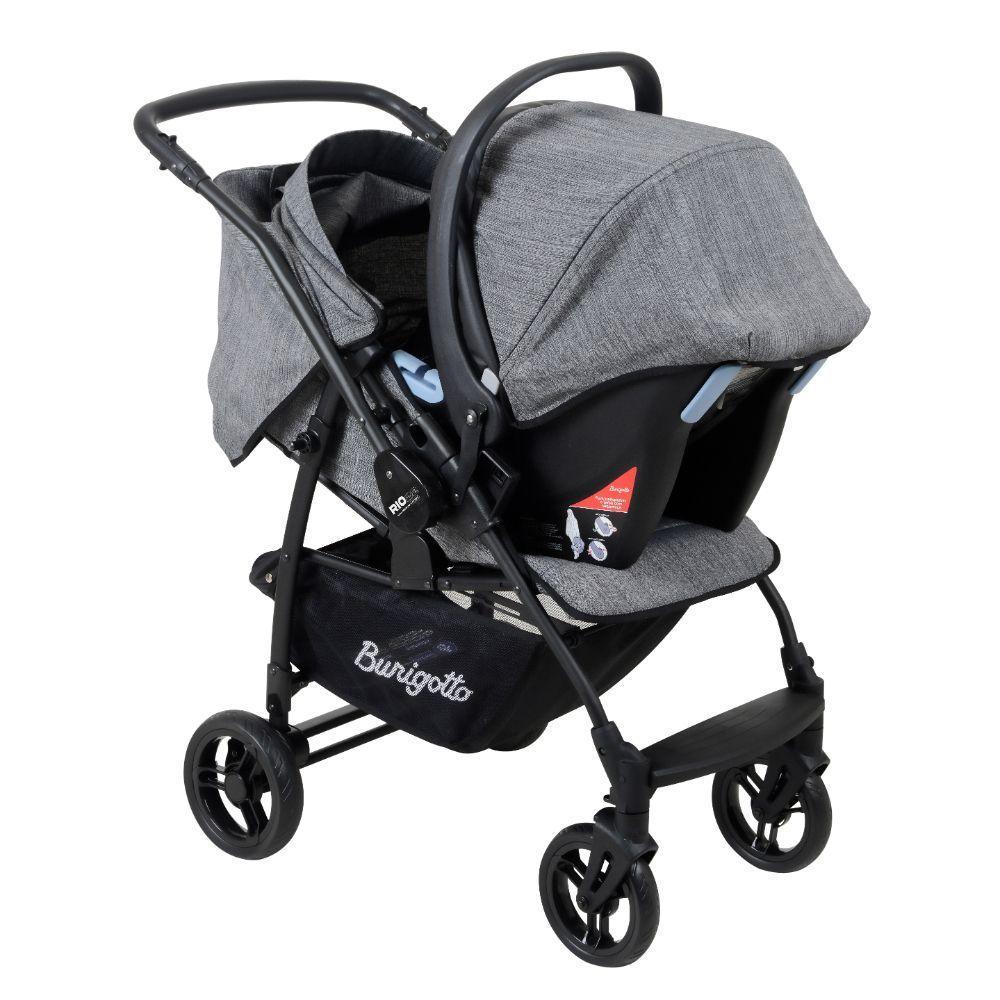 Travel System Burigotto Carrinho De Bebê Rio 22 Com Bebê Conforto Materna Cinza Mesclado - 2