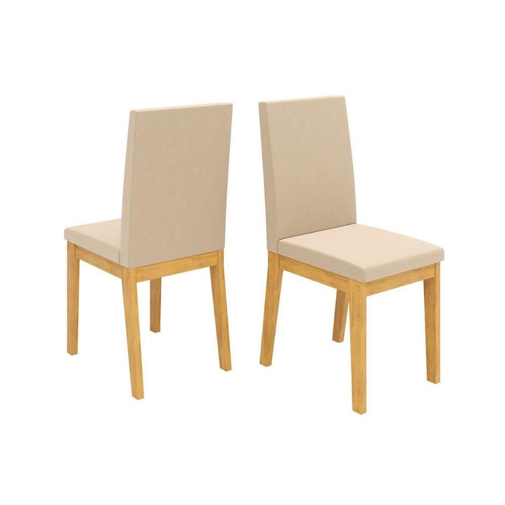 Cadeira Sala De Jantar Suzy Kit 2 Un Cedro-suede Creme - Dj Móveis - 1