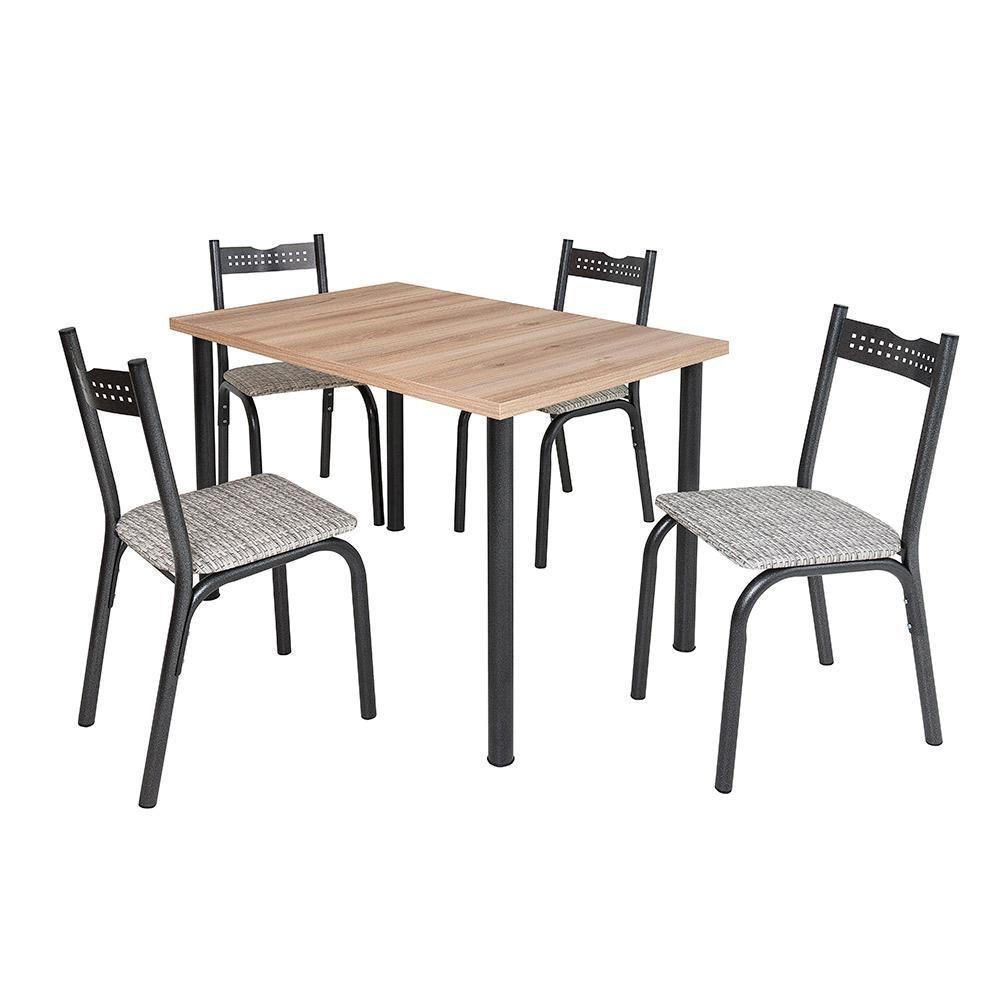 Mesa Com 4 Cadeiras Para Cozinha 110 Cm Preto Carvalho - 2