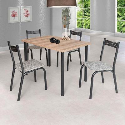 Mesa Com 4 Cadeiras Para Cozinha 110 Cm Preto Carvalho