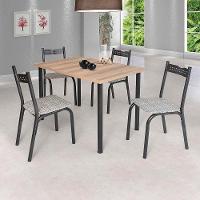 Mesa Com 4 Cadeiras Para Cozinha 110 Cm Preto Carvalho - 1