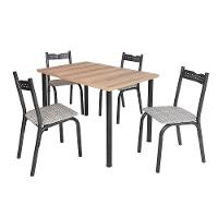 Mesa Com 4 Cadeiras Para Cozinha 110 Cm Preto Carvalho - 2