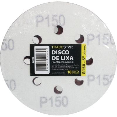 Disco Lixa 125 Mm G150 Alvenaria Com Fixador Tradestar