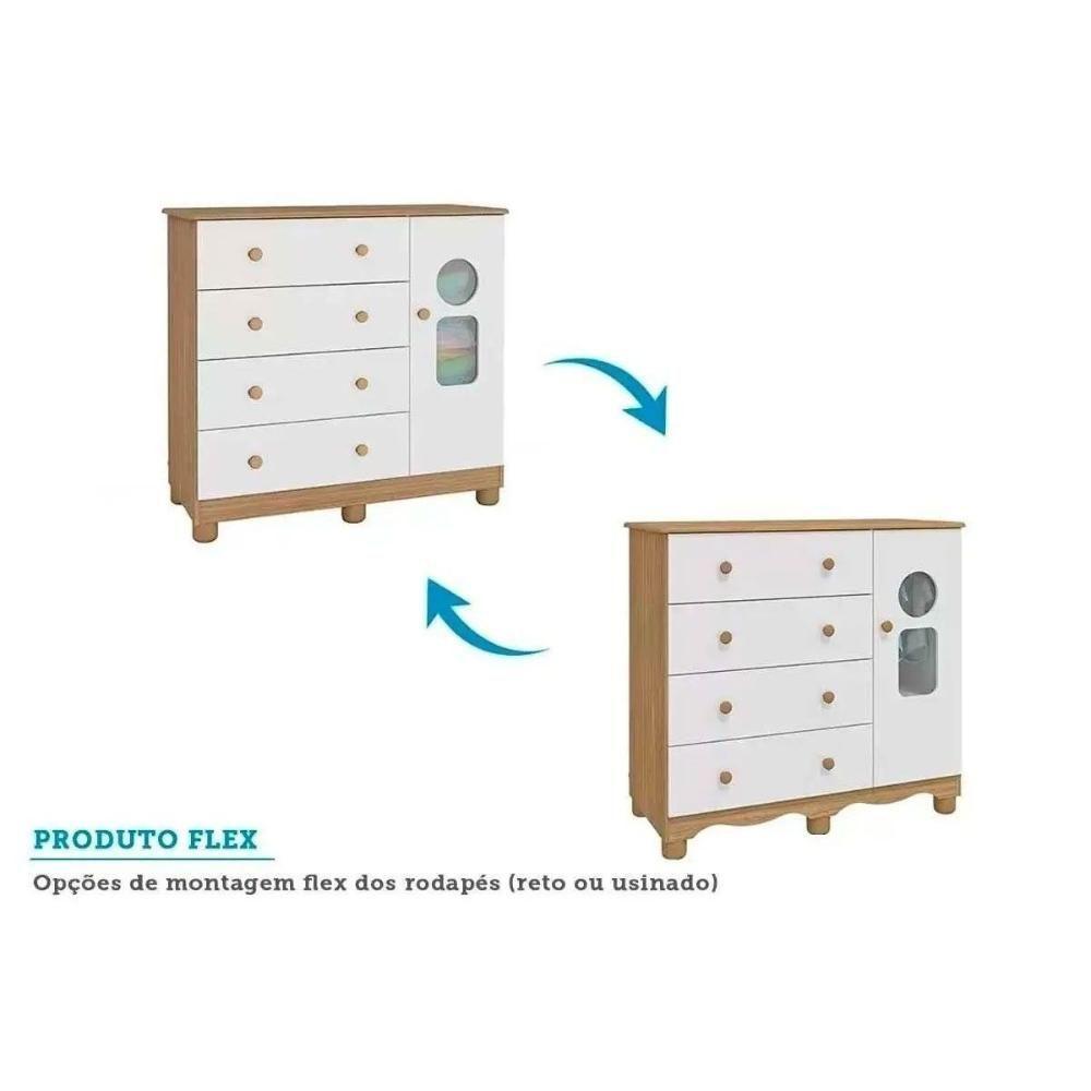 Cômoda Infantil Tedy C- 1 Porta Cristal E 4 Gavetas Branco - Peroba - 5