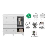 Cômoda Infantil Tedy C- 1 Porta Cristal E 4 Gavetas Branco - Peroba - 2