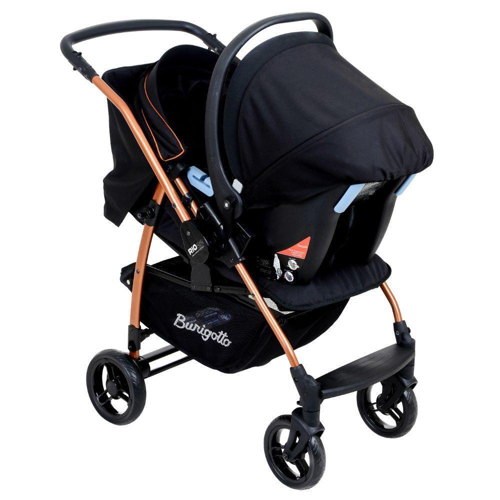 Travel System Burigotto Carrinho De Bebê Rio 22 Com Bebê Conforto Materna Preto Cobre - 2