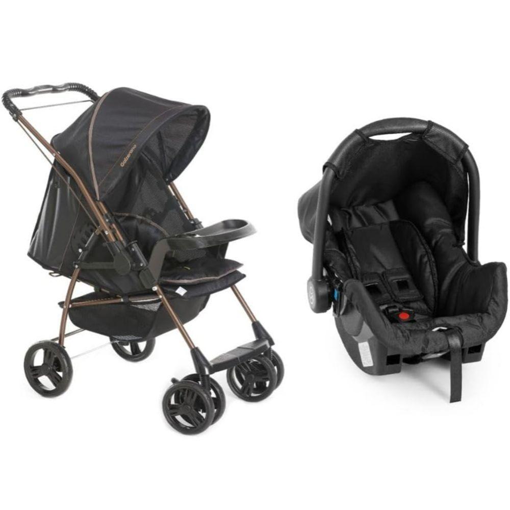Travel System Galzerano Carrinho De Bebê Milano Reversível Iii 1019 Até 15kg Preto Cobre - 1