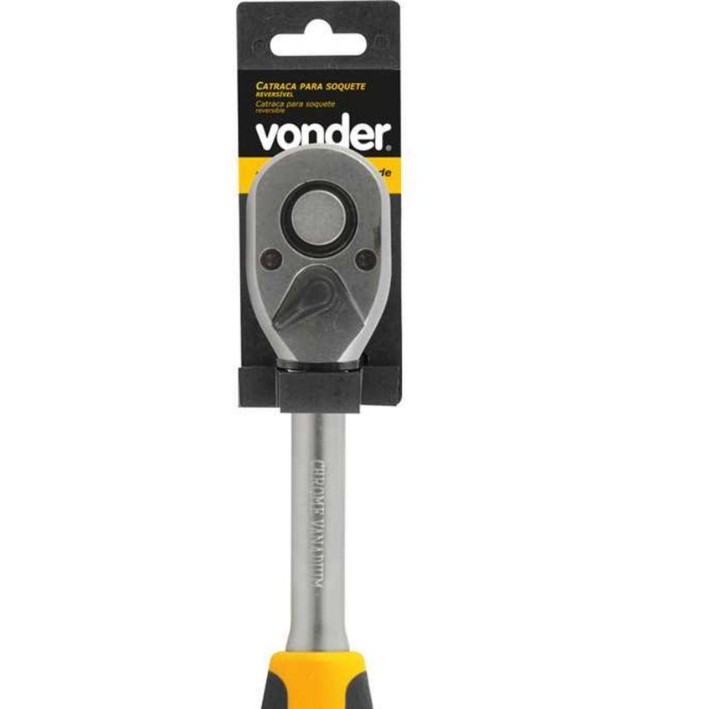 Catraca Reversível Para Soquete 1-2 Cabo Emborrachado Cromo - 3