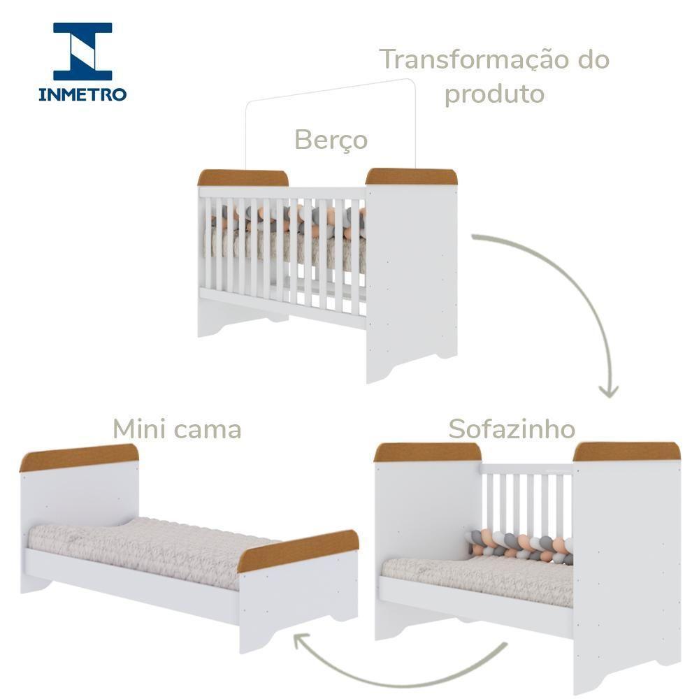 Quarto De Bebê Completo Berço 3 Em 1 Cômoda Infantil Guarda Roupa Branco Carolina Baby - 3