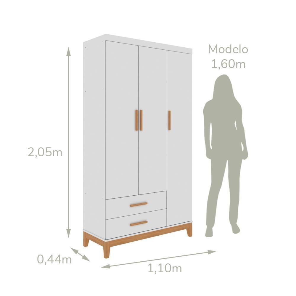 Quarto De Bebê Completo Berço 3 Em 1 Cômoda Infantil Guarda Roupa Branco Carolina Baby - 9