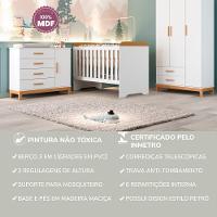 Quarto De Bebê Completo Berço 3 Em 1 Cômoda Infantil Guarda Roupa Branco Carolina Baby - 10