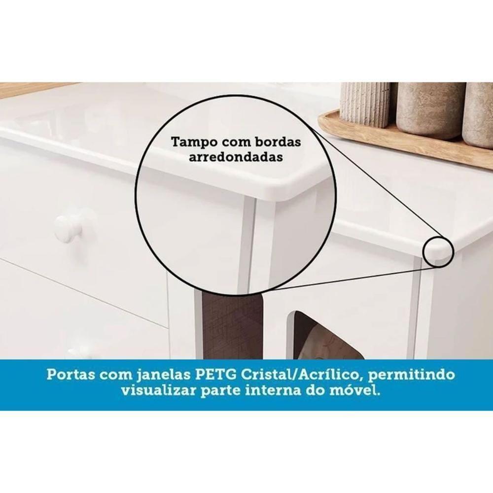 Cômoda Bebê Elô C- 1 Porta Cristal E 4 Gavetas Branco-amendoa - Peroba - 6
