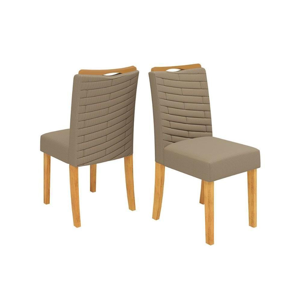 Kit 2 Cadeiras Sala Jantar Julia Cedro-linho Bege - Dj Móveis - 1