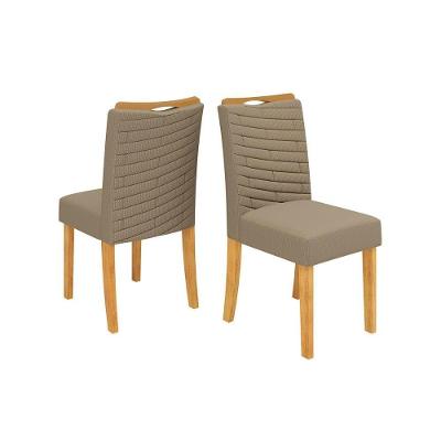 Kit 2 Cadeiras Sala Jantar Julia Cedro-linho Bege - Dj Móveis