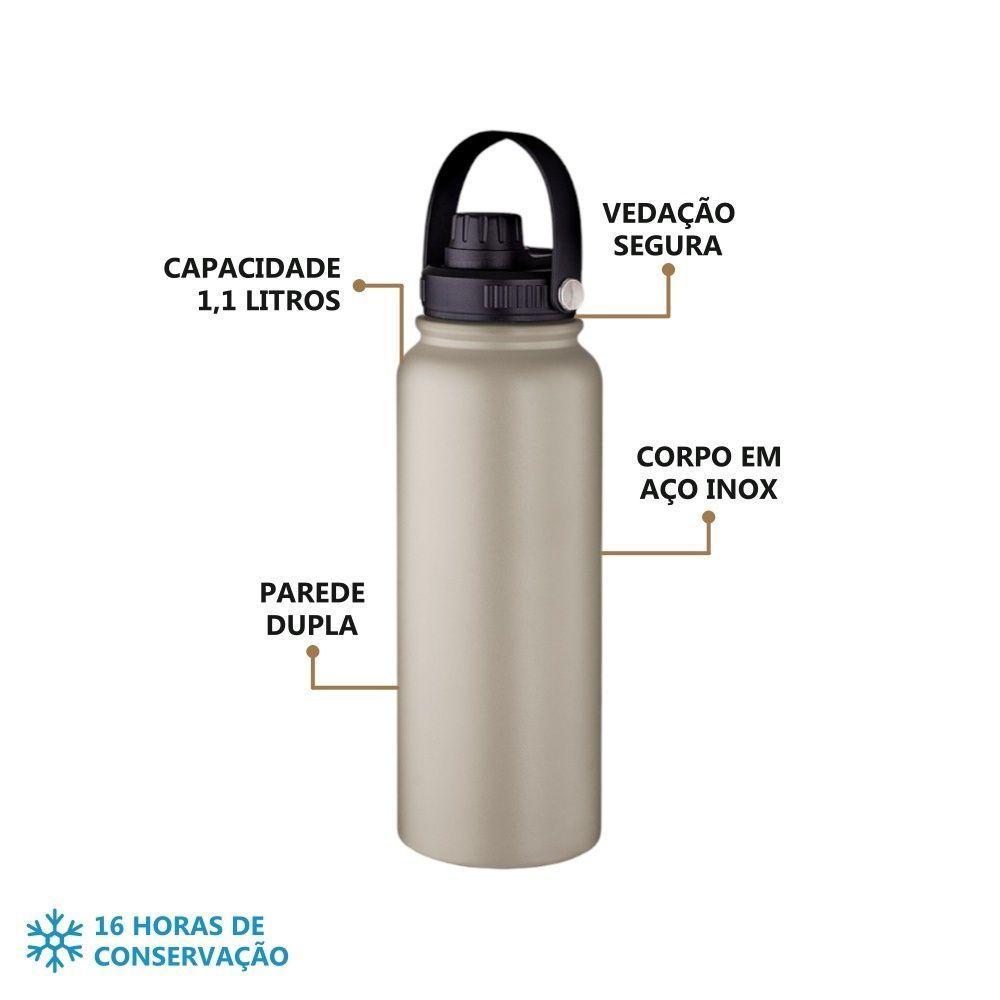 Garrafa Térmica Elegante Em Aço Inox 1,1l - Ideal Para Viagens E Aventura - 4